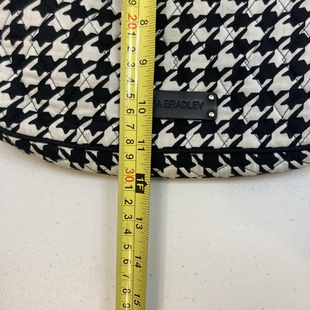 Vtg Vera Bradley Triple Zip‎ Crossbody Hounds Tooth Black & White Checked Purse - Picture 8 of 9